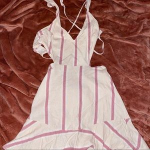 Lush Open Back Cutout Linen Dress